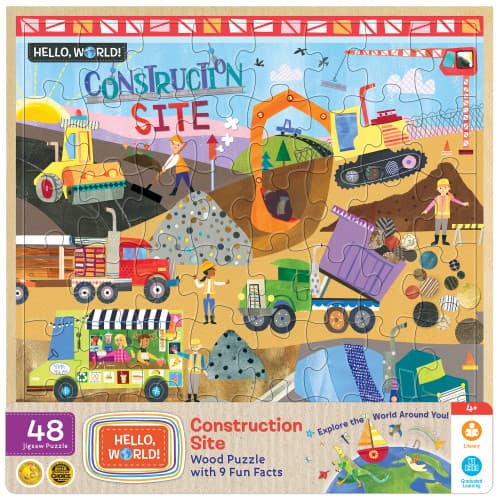 Hello, World! - Construction Site 48pc Wood Puzzle