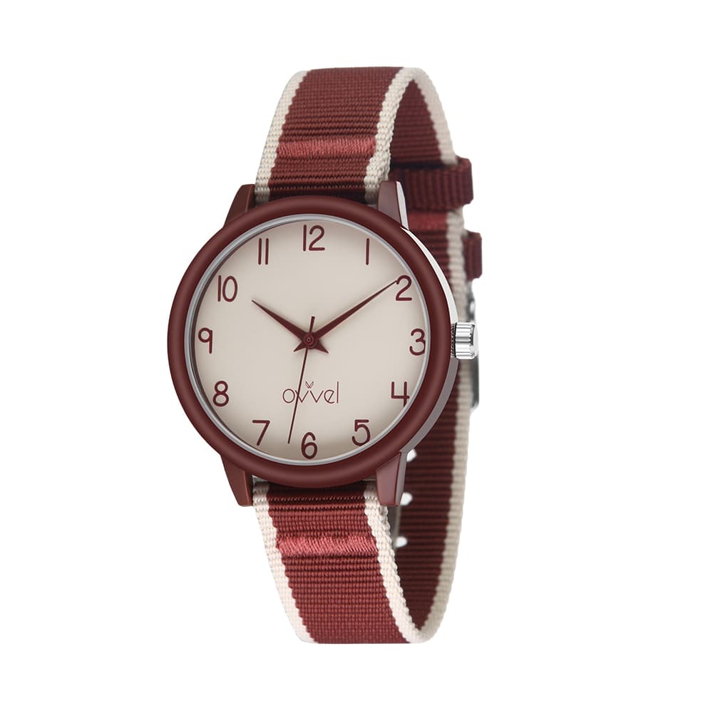 Ovvel Girls Teens Analog Ribbon Band Watch -Maroon