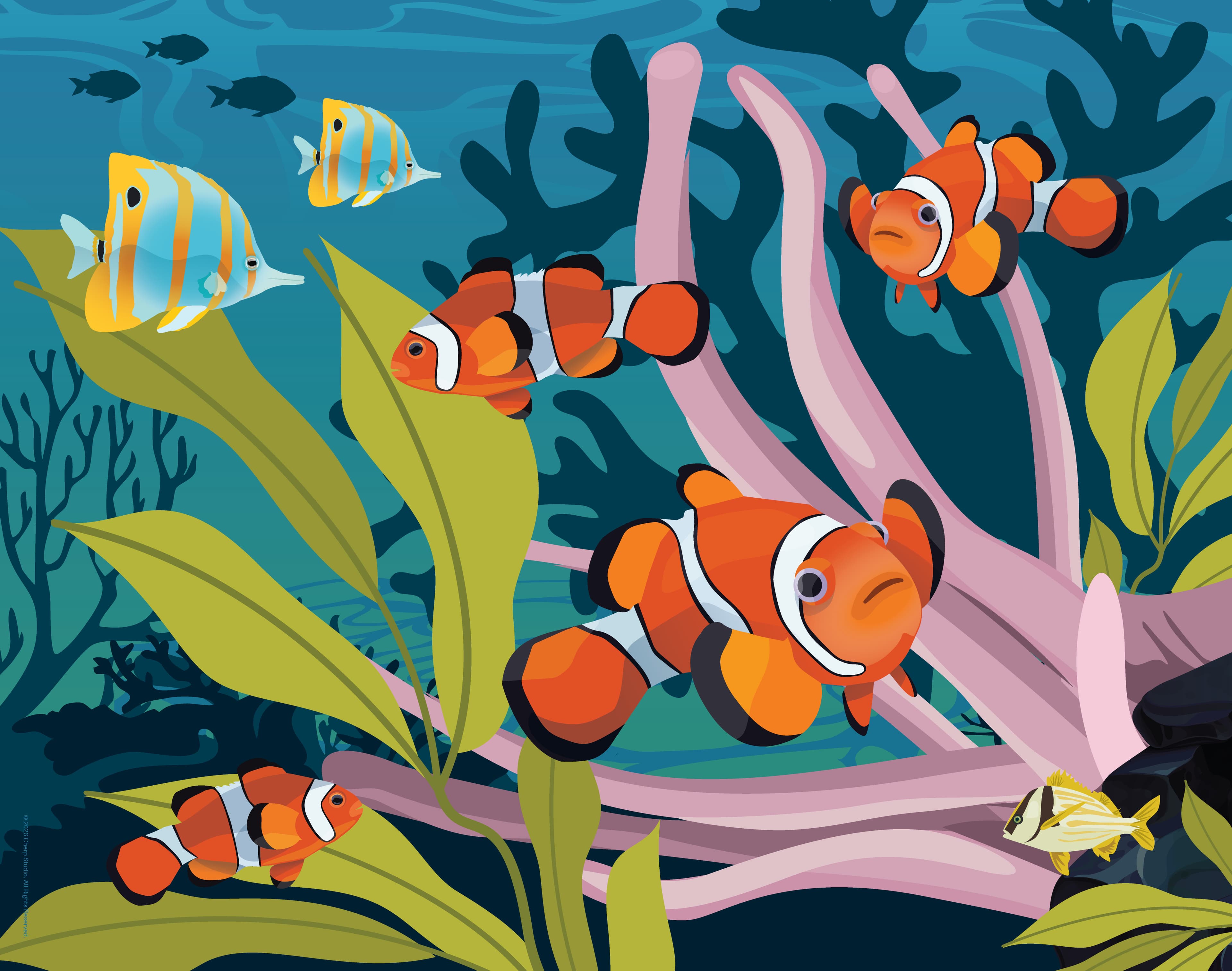 WildinColor – 100 PC puzzle – Aquarium- Clownfish