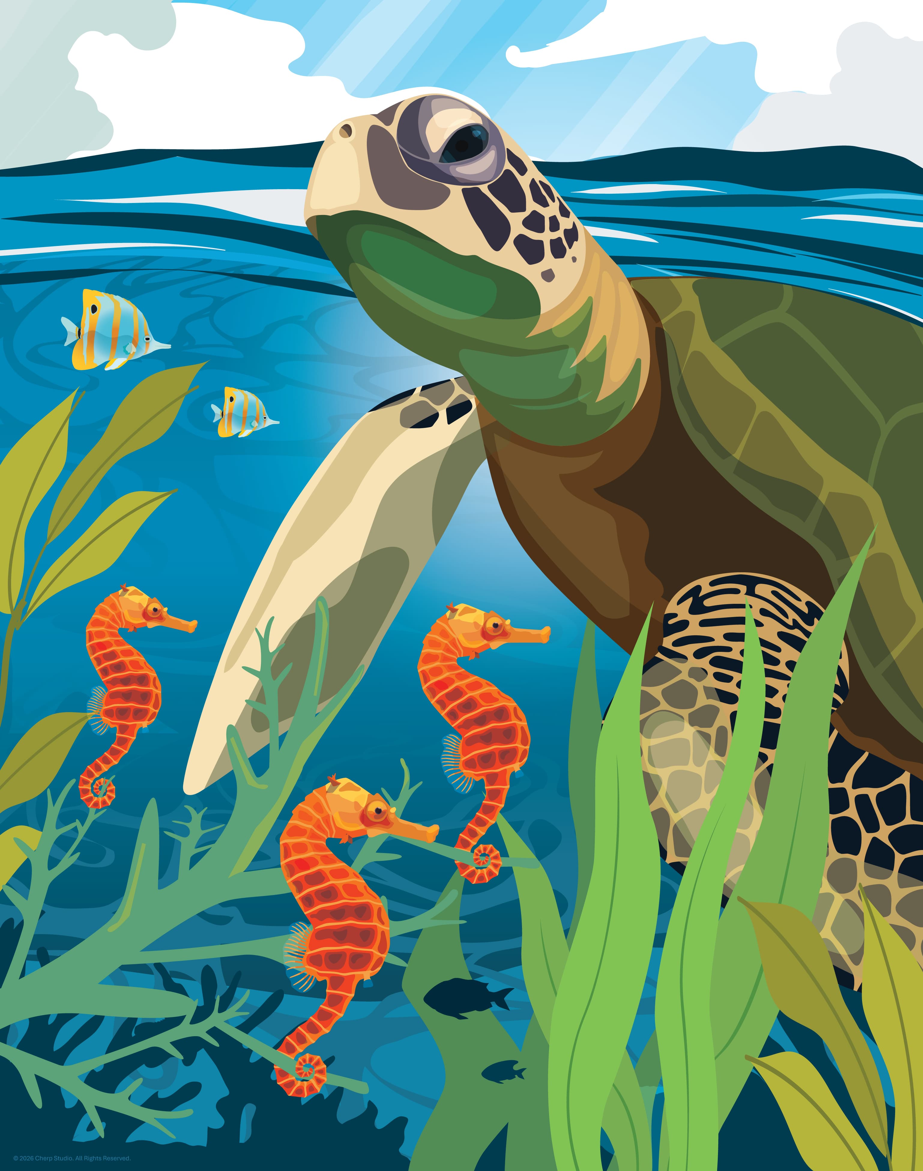 WildinColor – 100 PC puzzle – Sea Turtle/Seahorse